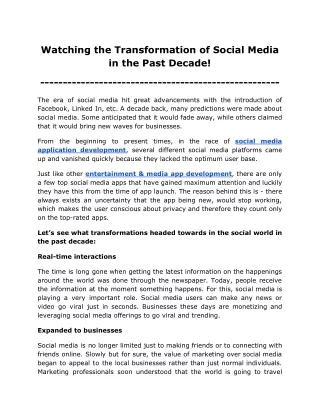 watching the transformation of social media