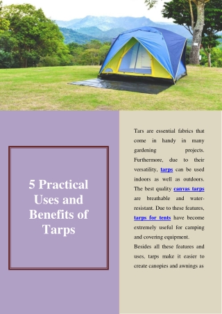 5 Practical Uses and Benefits of Tarps