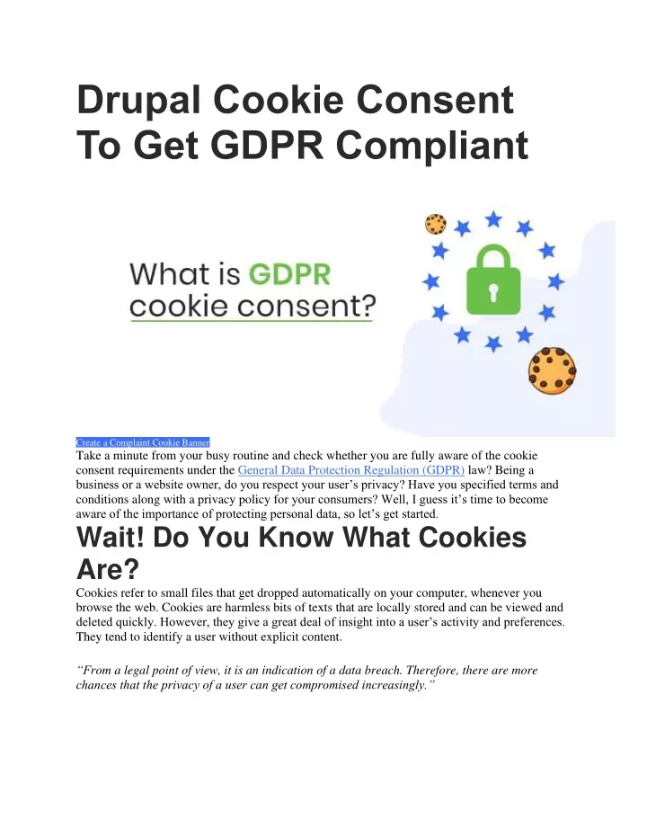 drupal cookie consent to get gdpr compliant