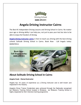 Angela Driving Instructor Cairns