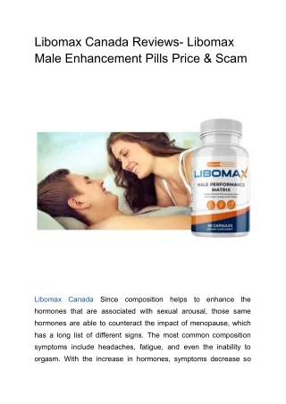 Libomax Canada Reviews- Libomax Male Enhancement Pills Price & Scam