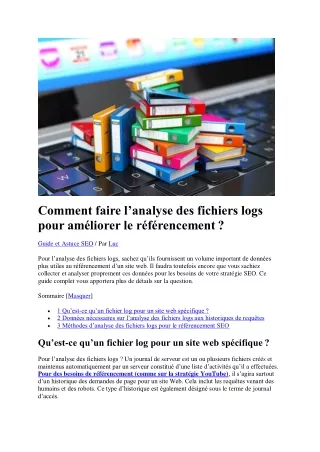 comment faire l analyse des fichiers logs pour