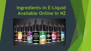 Ingredients in E-Liquid Online in NZ
