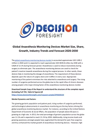 global anaesthesia monitoring devices market size