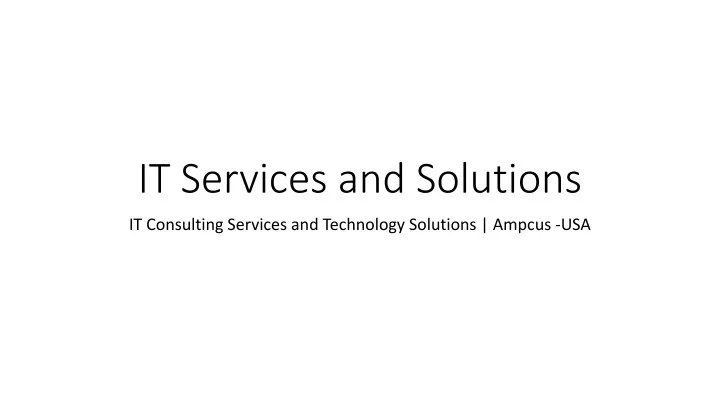 it services and solutions