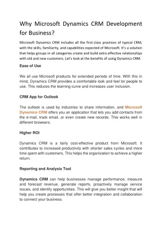 why microsoft dynamics crm development