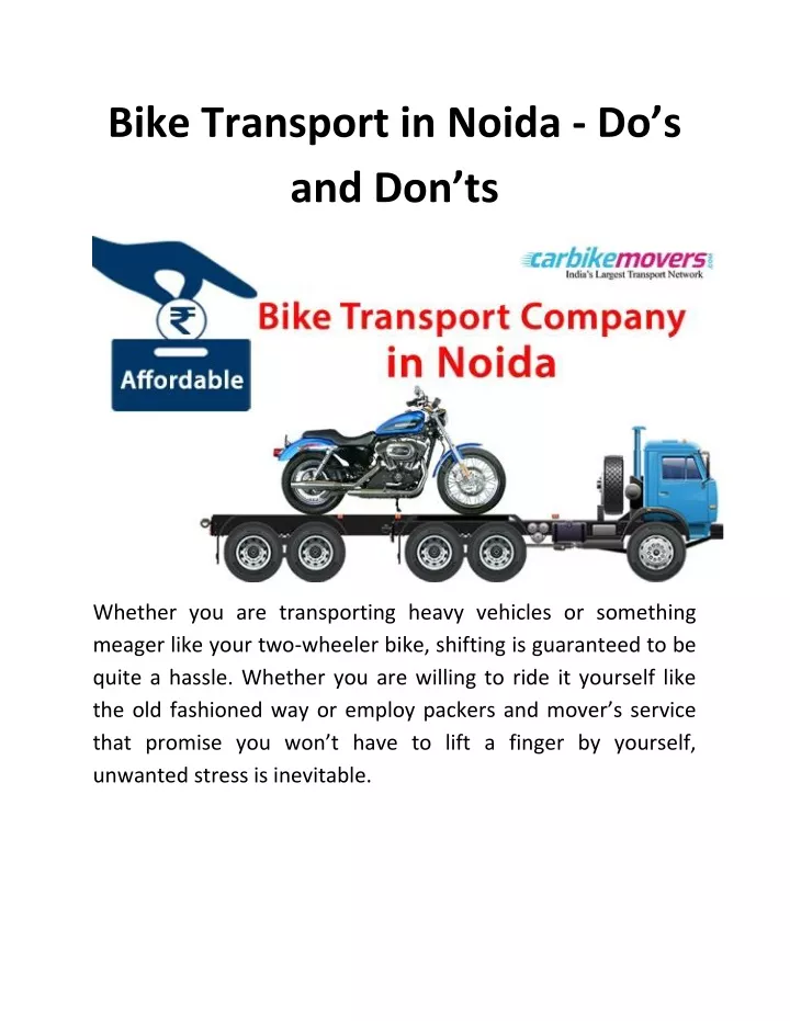 bike transport in noida do s and don ts