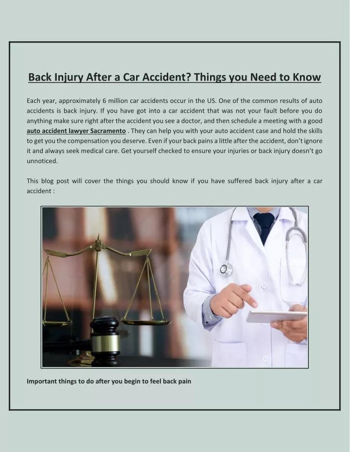 back injury after a car accident things you need