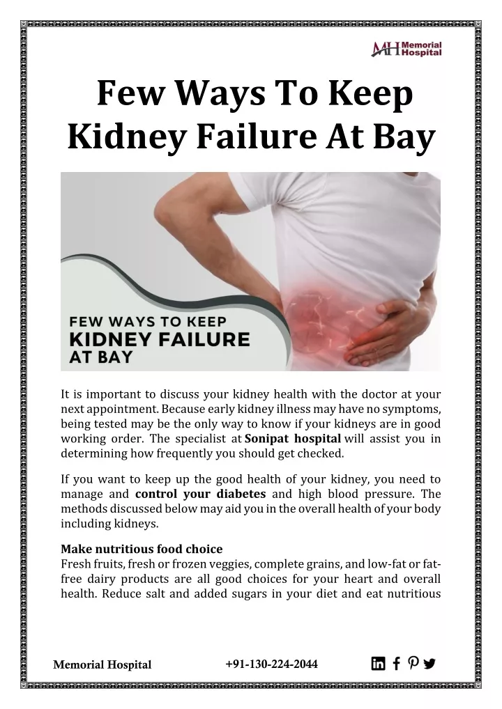 few ways to keep kidney failure at bay