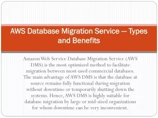 AWS Database Migration Service — Types and Benefits