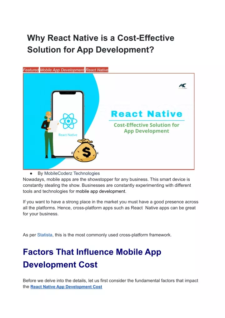 why react native is a cost effective solution