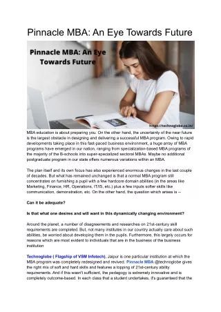 pinnacle mba an eye towards future