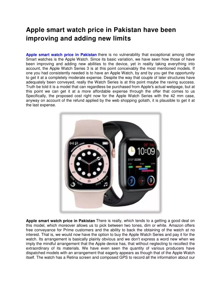 apple smart watch price in pakistan have been