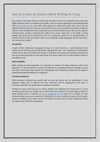 how to create an outline while writing an essay