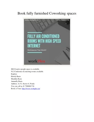 book fully furnished coworking spaces