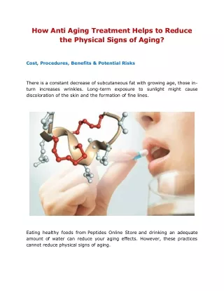 How Anti Aging Treatment Helps to Reduce the Physical Signs of Aging?