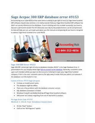Sage Accpac 300 ERP database error 49153