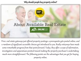 Why should people buy property online?