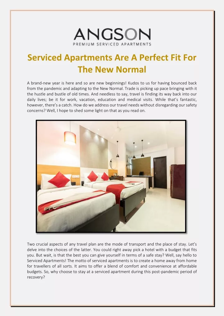 serviced apartments are a perfect