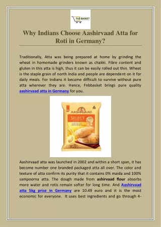 why indians choose aashirvaad atta for roti