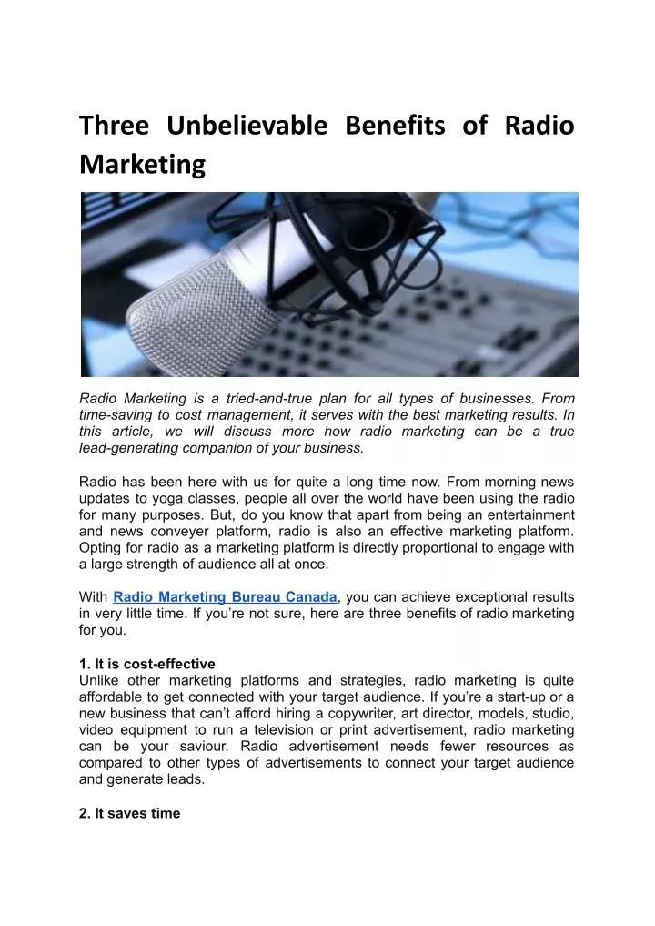 three unbelievable benefits of radio marketing