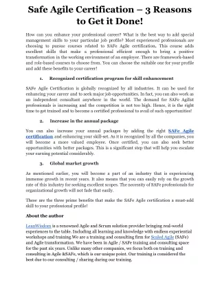 safe agile certification 3 reasons to get it done