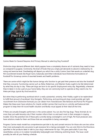 Dog Foodstuff for Different Desires And Essential Guide to picking Pet dog Food