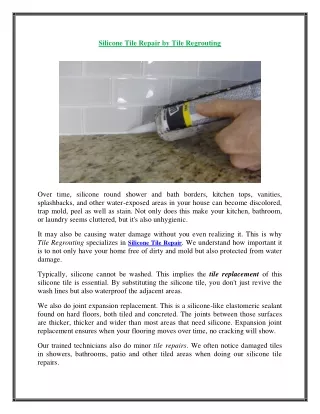 silicone tile repair by tile regrouting