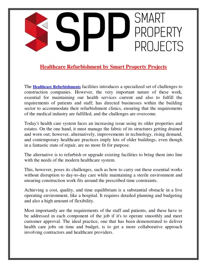 healthcare refurbishment by smart property