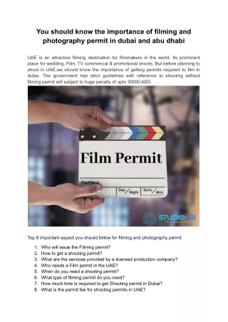 You should know the importance of filming and photography permit in dubai and ab