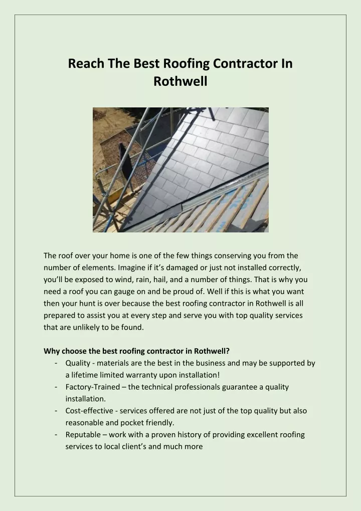 reach the best roofing contractor in rothwell