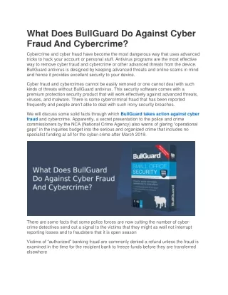 what does bullguard do against cyber fraud