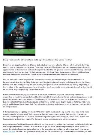 Pet Food items for Many Requires And Basic Guideline to picking Pet Foods