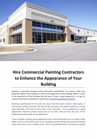Hire Commercial Painting Contractors to Enhance the Appearance of Your Building (1)