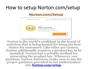 how to setup norton com setup