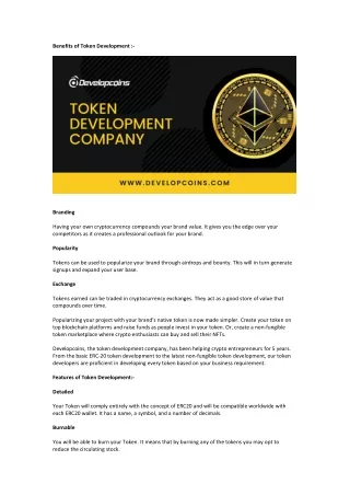 benefits of token development