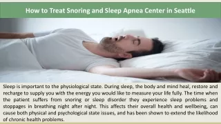 How to Treat Snoring and Sleep Apnea Center in Seattle