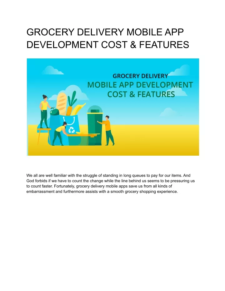 grocery delivery mobile app development cost