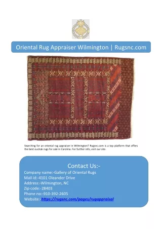 Oriental Rug Appraiser Wilmington | Rugsnc.com