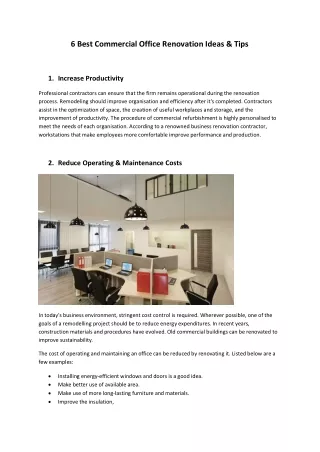 6 Best Commercial Office Renovation Ideas & Tips