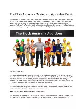 the block australia casting and application