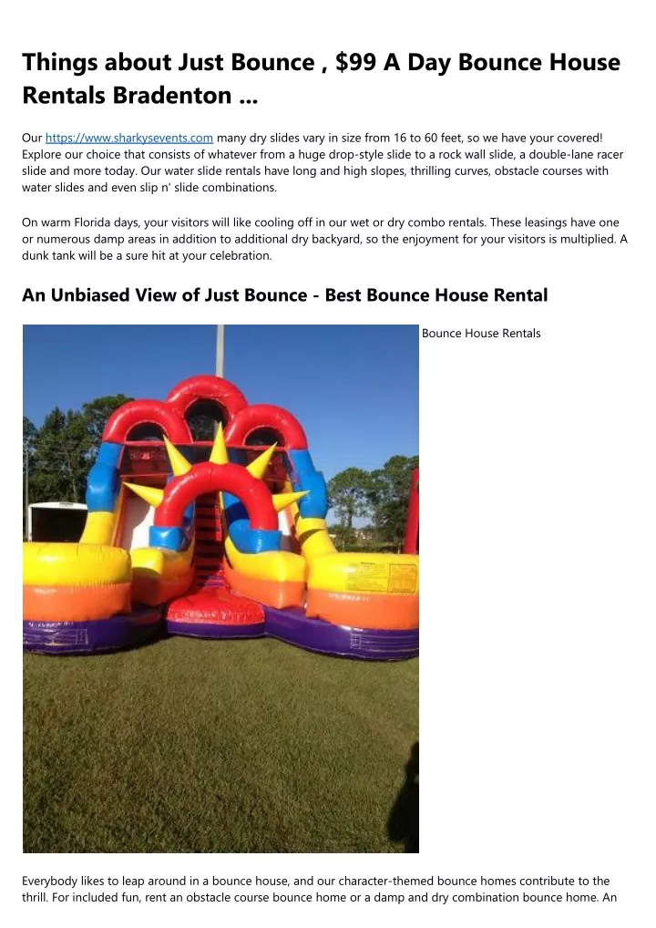 things about just bounce 99 a day bounce house
