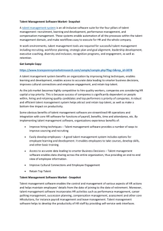talent management software market snapshot