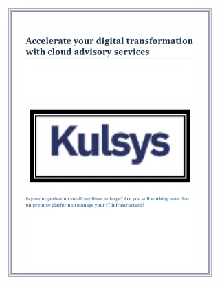 Accelerate your digital transformation with cloud advisory services