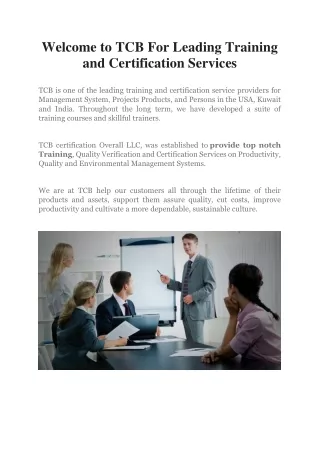 welcome to tcb for leading training