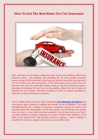 How To Get The Best Rates For Car Insurance