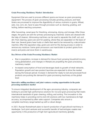 grain processing machinery market introduction