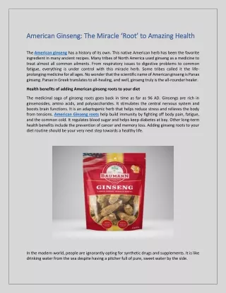 American Ginseng The Miracle ‘Root’ to Amazing Health