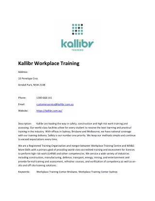 Kallibr Workplace Training
