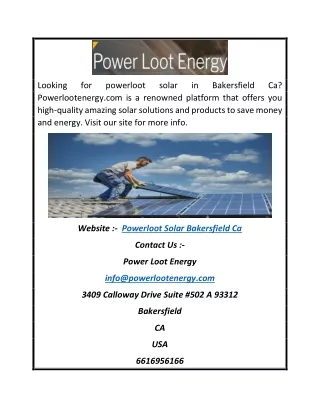 Powerloot Solar Bakersfield Ca | Powerlootenergy.com